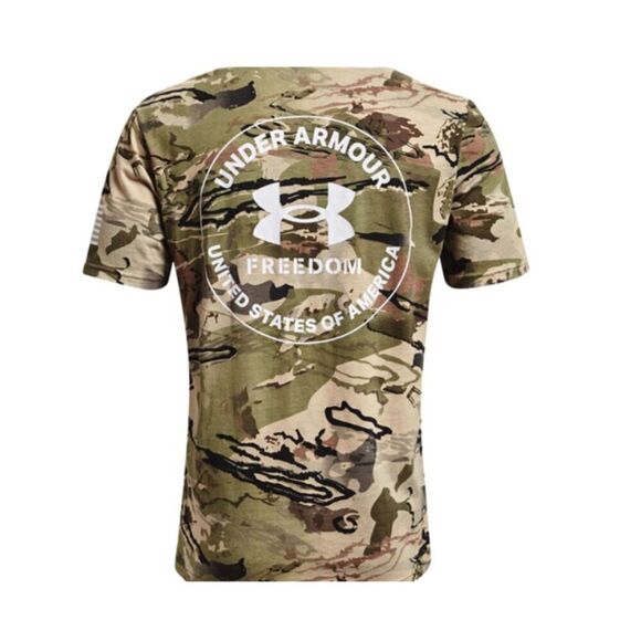 NWT Under Armour Tactical Men's Freedom Green Camo USA FLAG T-Shirt Size Small - Picture 1 of 11